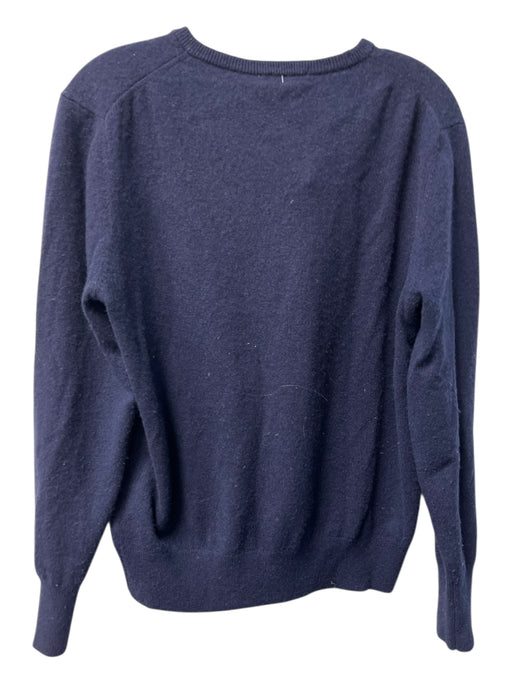 Sandro Size Est S Navy Cashmere Round Neck Long Sleeve Logo Embroidery Sweater Navy / Est S