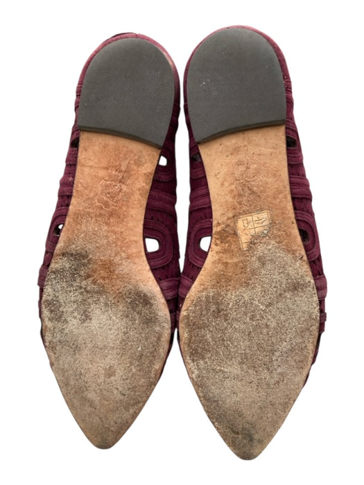 Tory Burch Shoe Size 7 Purple Leather Scalloped Pointed Toe Suede Flats Purple / 7