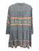 Pearl & Caviar Size M Blue, Red & White Cotton 3/4 Sleeve V Neck Tiered Dress Blue, Red & White / M