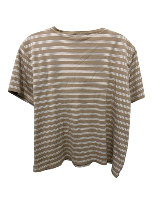 Lake Size XL Beige & White Pima Cotton Striped Elastic Waist Capri Pant Set Beige & White / XL