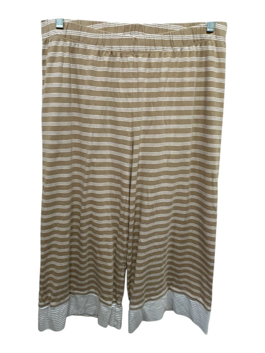 Lake Size XL Beige & White Pima Cotton Striped Elastic Waist Capri Pant Set Beige & White / XL