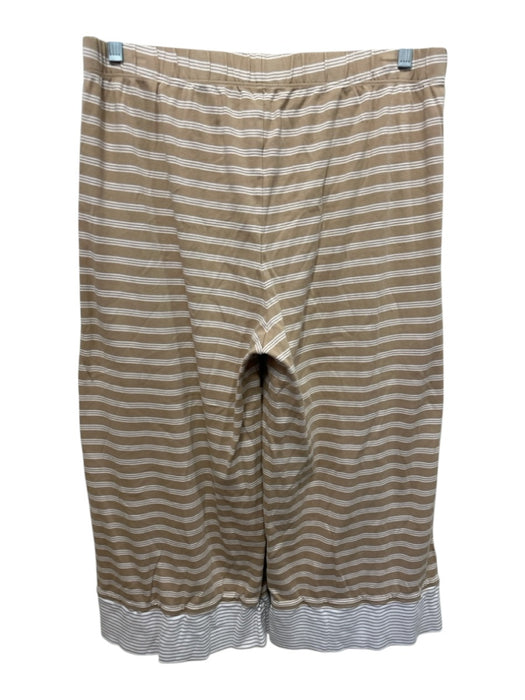Lake Size XL Beige & White Pima Cotton Striped Elastic Waist Capri Pant Set Beige & White / XL
