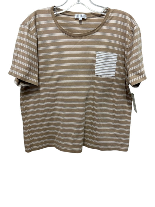 Lake Size XL Beige & White Pima Cotton Striped Elastic Waist Capri Pant Set Beige & White / XL