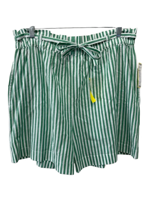Mille Resort & Travel Size XL Green & White Cotton Paper Bag Waist Shorts Green & White / XL