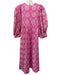 Mille Size L Pink & White Cotton Keyhole Front Floral Pockets Midi Dress Pink & White / L