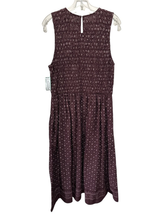 Madewell Size XL Burgundy Cotton Sleeveless Keyhole Back Printed Pockets Dress Burgundy / XL