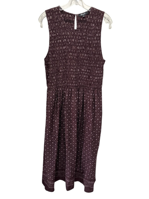 Madewell Size XL Burgundy Cotton Sleeveless Keyhole Back Printed Pockets Dress Burgundy / XL