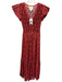 Emily McCarthy Size L Red & Multi Polyester Maxi Flutter Sleeve Printed Dress Red & Multi / L