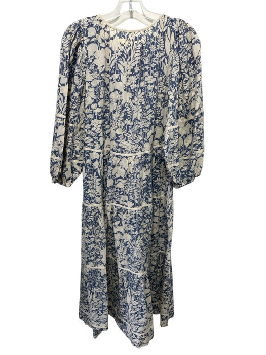 The Great Size 2 Blue & Cream Cotton Floral Keyhole Front Maxi Dress Blue & Cream / 2