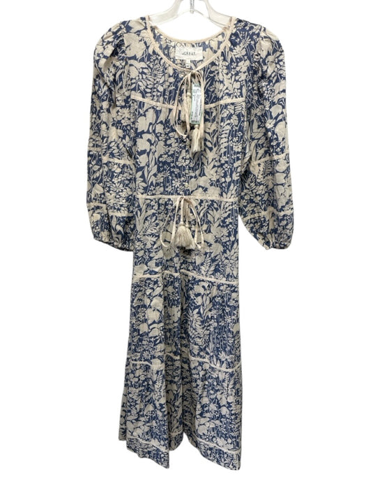 The Great Size 2 Blue & Cream Cotton Floral Keyhole Front Maxi Dress Blue & Cream / 2