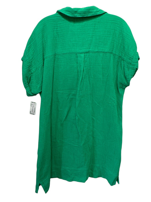 J. Crew Size XL Green Cotton V Neck Gauze Sleeveless Knee length Dress Green / XL