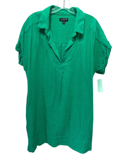 J. Crew Size XL Green Cotton V Neck Gauze Sleeveless Knee length Dress Green / XL