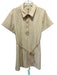 S'edge Size L Yellow Polyester 1/4 Button Tie belt Textured short sleeve Dress Yellow / L