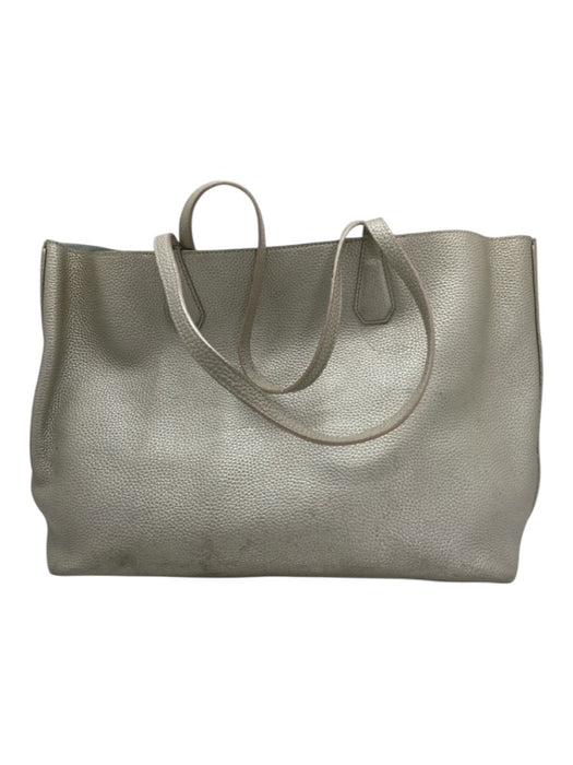 Tory Burch Grey Leather Pebbled Top Handle Open Top Tote Bag Grey / M