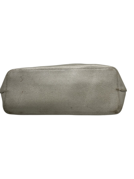 Tory Burch Grey Leather Pebbled Top Handle Open Top Tote Bag Grey / M