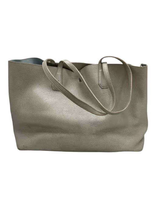 Tory Burch Grey Leather Pebbled Top Handle Open Top Tote Bag Grey / M