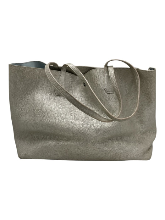 Tory Burch Grey Leather Pebbled Top Handle Open Top Tote Bag Grey / M