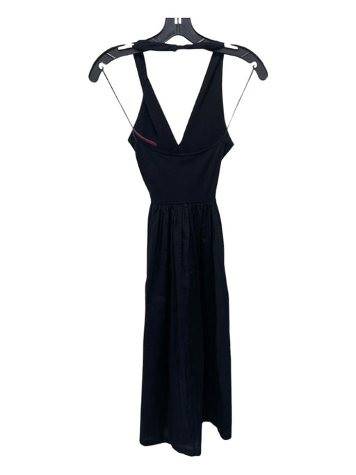 Zara Size S Black Cotton Fabric Block Halter Midi Dress Black / S