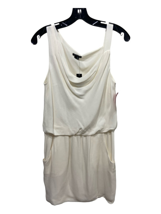 Theory Size 4 Cream Silk Pockets Sleeveless Dress Cream / 4