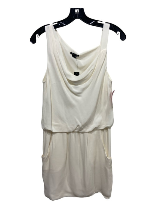 Theory Size 4 Cream Silk Pockets Sleeveless Dress Cream / 4