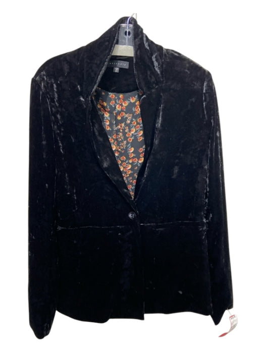 Sanctuary Size S Black Polyester Crushed Velvet 1 Button Blazer Jacket Black / S