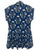 Ro's Garden Size XS Blue, White, Green Cotton Half Button Floral Pleated Dress Blue, White, Green / XS