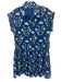 Ro's Garden Size XS Blue, White, Green Cotton Half Button Floral Pleated Dress Blue, White, Green / XS