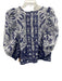 Farm Rio Size Small Purple & White Cotton Half Sleeve Floral Lace Trim Top Purple & White / Small