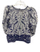 Farm Rio Size Small Purple & White Cotton Half Sleeve Floral Lace Trim Top Purple & White / Small