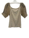 J Crew Size Small Beige & White Cotton Blend Short Puff Sleeve Striped Top Beige & White / Small