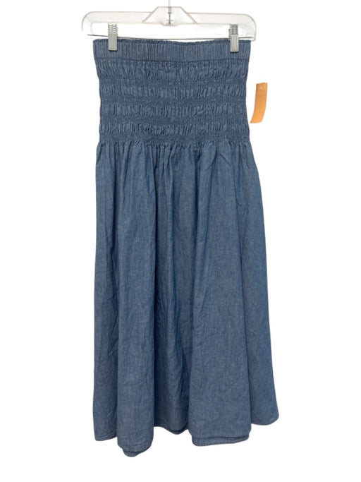 Madewell Size XS Blue Cotton Blend Shirred Waist Gathered Chambray Maxi Skirt Blue / XS