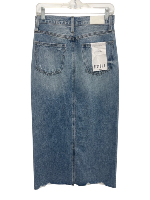 Pistola Size 26 Medium Wash Cotton Denim High Rise Distressed Front Slit Skirt Medium Wash / 26