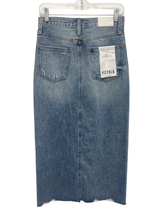 Pistola Size 26 Medium Wash Cotton Denim High Rise Distressed Front Slit Skirt Medium Wash / 26