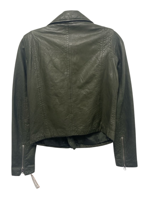 Madewell Size Small Dark Green Lamb leather Long Sleeve Zip Front Jacket Dark Green / Small
