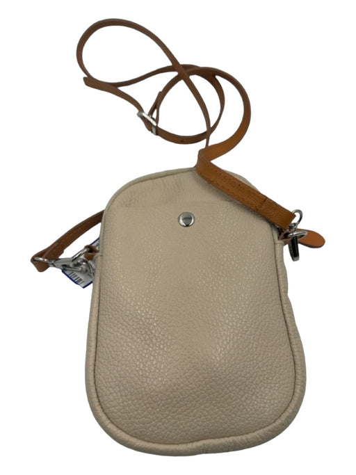 Divina Firenze Beige & Brown Leather Pebbled Crossbody Zip closure Bag Beige & Brown