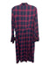 Free People Size M Maroon Cotton Plaid Frayed Hem Duster Coat Maroon / M