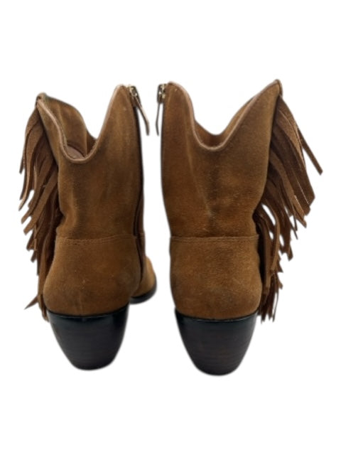 Vince Camuto Shoe Size 8M Brown Suede Zip Ankles Block Heel Round Toe Boots Brown / 8M