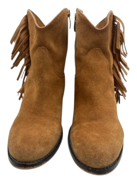 Vince Camuto Shoe Size 8M Brown Suede Zip Ankles Block Heel Round Toe Boots Brown / 8M