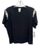 Joie Size M Black Cotton Beaded Applique Top Black / M
