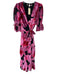 Hutch Size S Pink & Black Viscose & Nylon Velvet Tiered Ruffle sleeve Wrap Dress Pink & Black / S