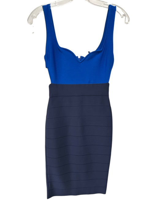 Herve Leger Size S Blue Multi Rayon & Nylon Colorblock Sleeveless Midi Dress Blue Multi / S