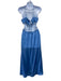 Line & Dot Size S Light Blue Polyester Satin Adjustable Straps Sleeveless Dress Light Blue / S