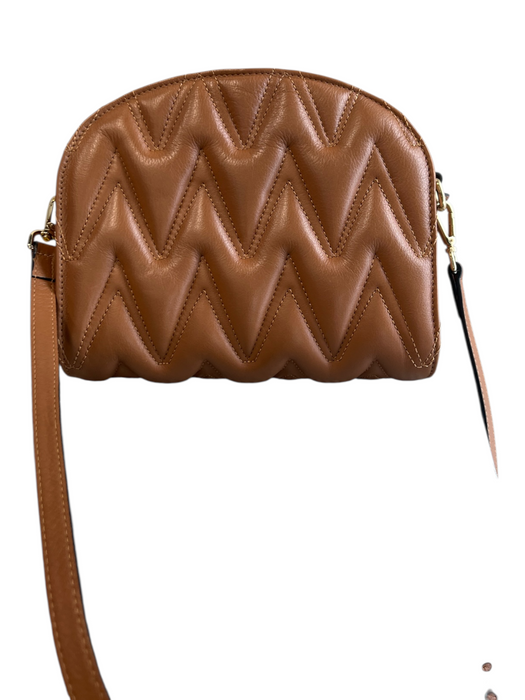 Valentino Brown Leather Gold hardware Logo Studded Crossbody Bag Brown / Small
