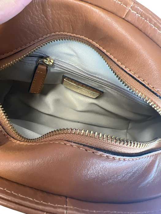Valentino Brown Leather Gold hardware Logo Studded Crossbody Bag Brown / Small