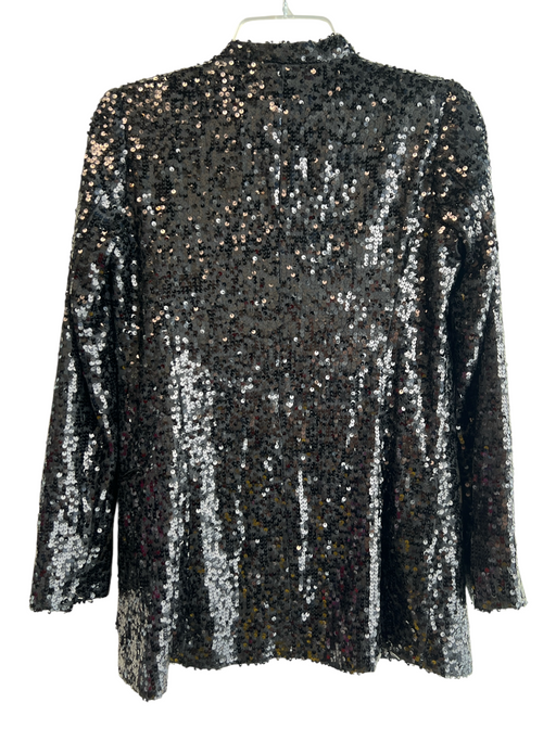 Aqua Size XS Black Sequin Polyester Long Sleeve Shoulder Pads Jacket Black / XS