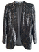 Aqua Size XS Black Sequin Polyester Long Sleeve Shoulder Pads Jacket Black / XS