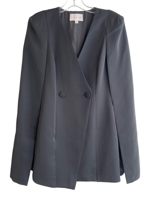 Adelyn Rae Size XS Black Polyester Blazer Cape 2 Button V Neck Dress Black / XS