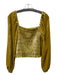 Anthropologie Size M Gold Viscose & Nylon Blend Velvet Detail smocked Top Gold / M