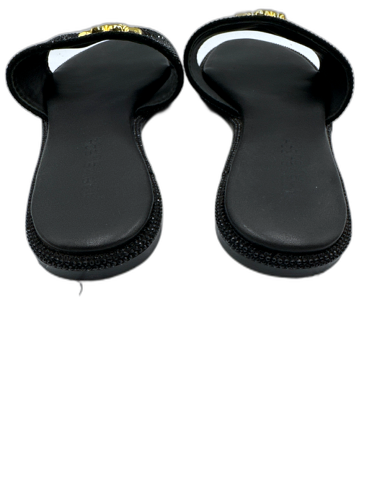 Tory Burch Shoe Size 39 Black Leather Bedazzled Logo Slide Open Toe Sandals Black / 39