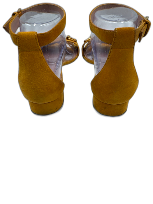Gucci Shoe Size 37.5 Yellow Orange Leather Suede Ankle Strap Horse Bit Sandals Yellow Orange / 37.5